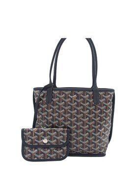 Goyard Anjou Mini Black Brown Leather Reversible Handbag